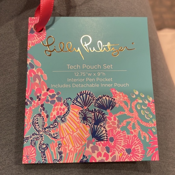 Lilly Pulitzer Tech Pouch Set iPad Tablet Laptop Case and Cord Charger Pouch NWT - Picture 7 of 8